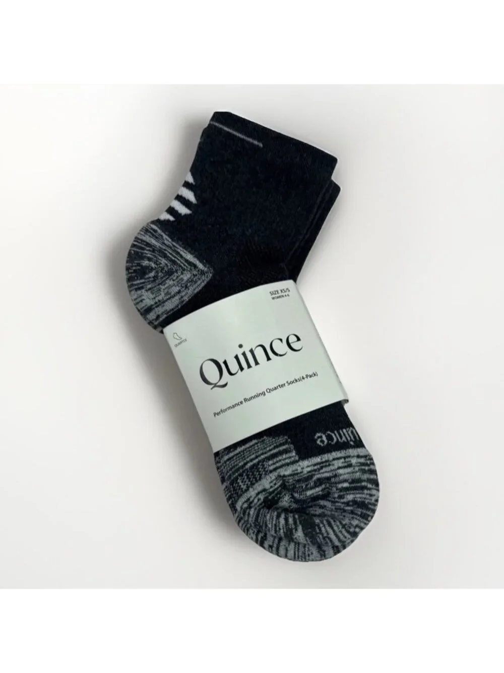 Quince Women's Performance Running Quarter Socks 4-Pack in Grey Size XS/S 4-6